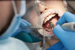 woman at the dentist for periodontics 